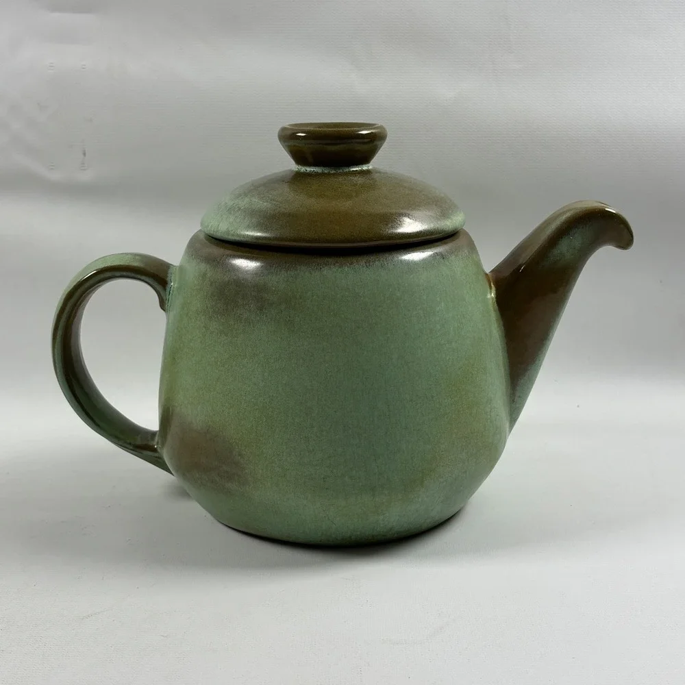 Vintage Frankoma Plainsman Teapot with Lid Prairie Green 4 Cup Flaws